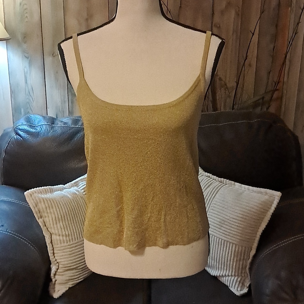 Ann Taylor Gold Metallic Camisole Tank Top Size M